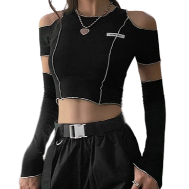 "Andromeda" goth/punk cold shoulder top with detached sleeves