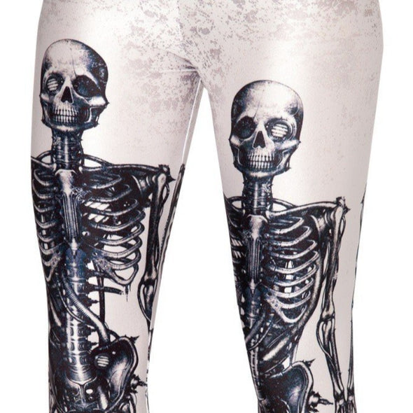 "Mechanical Skeleton" Gothic Print Leggings