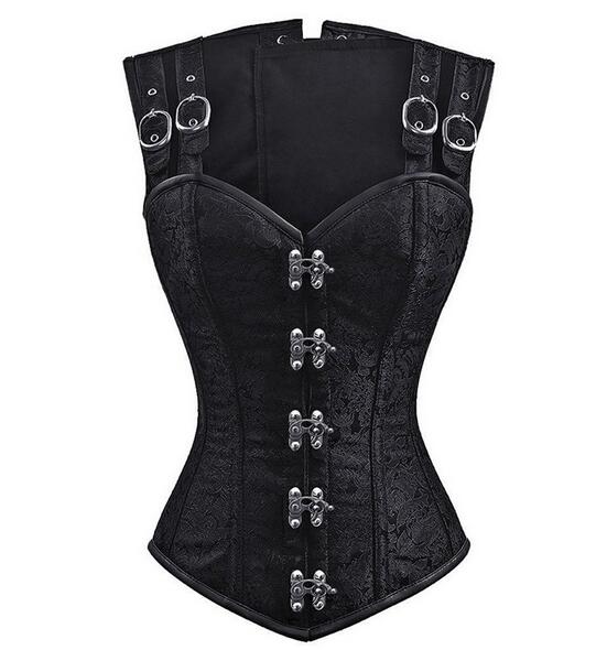 "Callie" Gothic Steampunk Corset with Shoulder Buckles