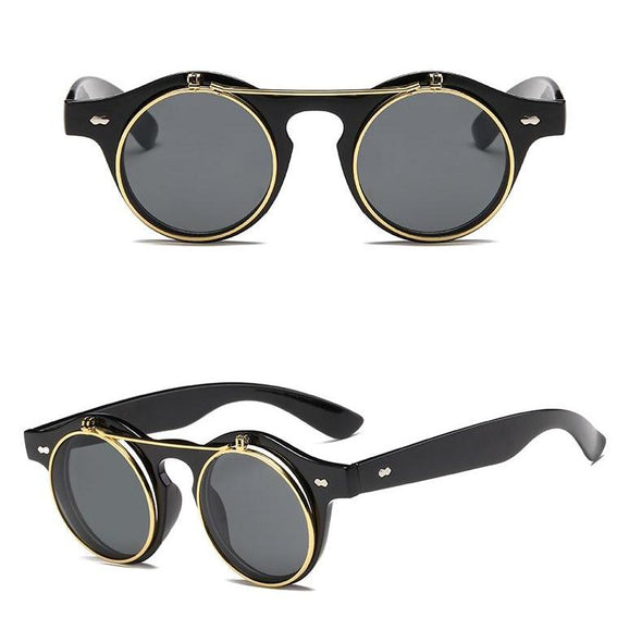 "Bowden" Round Flip-Lens Steampunk Sunglasses