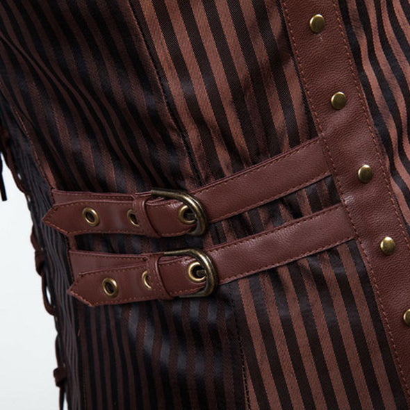 "Orville" Striped Steampunk Corset Waistcoat