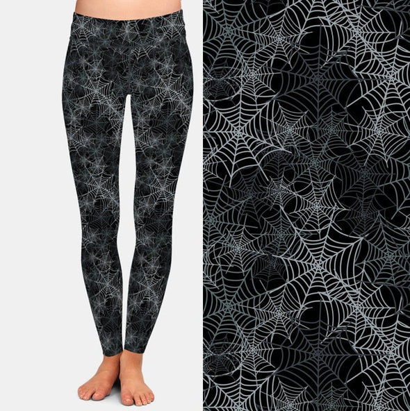 "Spiderweb" Goth Print Leggings