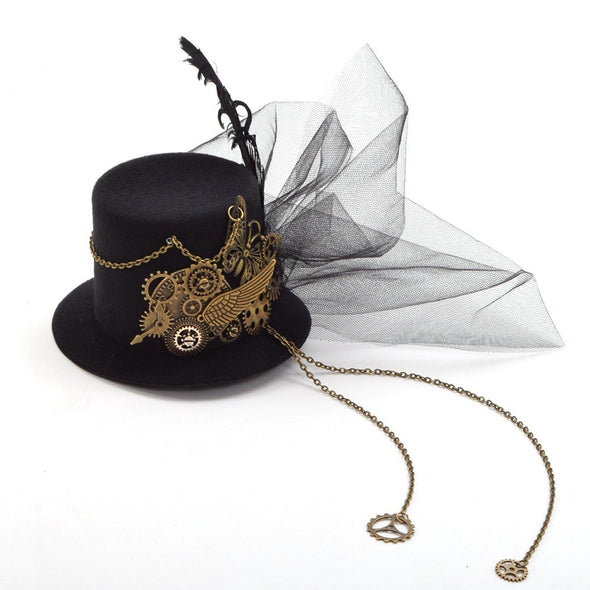 Black Steampunk Butterfly Mini-Tophat Fascinator