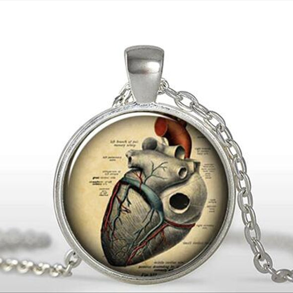 Steampunk "Vintage Anatomical Heart Drawing" Pendant
