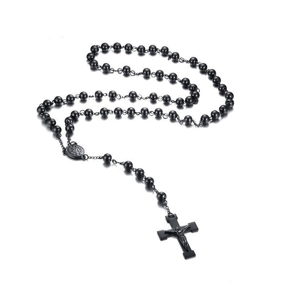 Gothic Rosary with Stainless Steel Cross Pendant