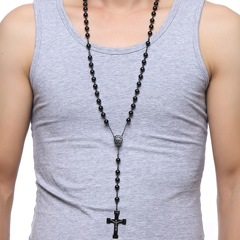 Ben Junot - Men's Catholic Miraculous Medal Rosary Necklace - 28 In Prayer  Beads | Amazon.com